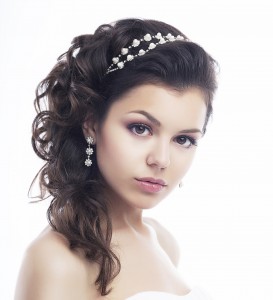 Beautiful Face of Luxurious Wealthy Woman with Jewelry. Elegance